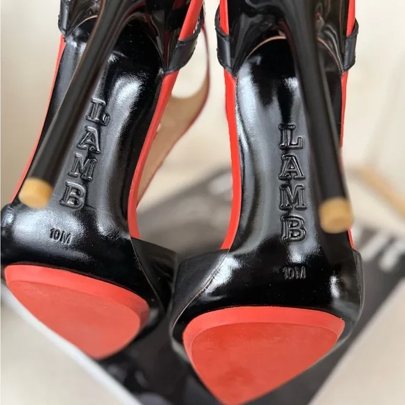 L.A.M.B. Elegant leather Stiletto Heels t-strap - Picture 5 of 12